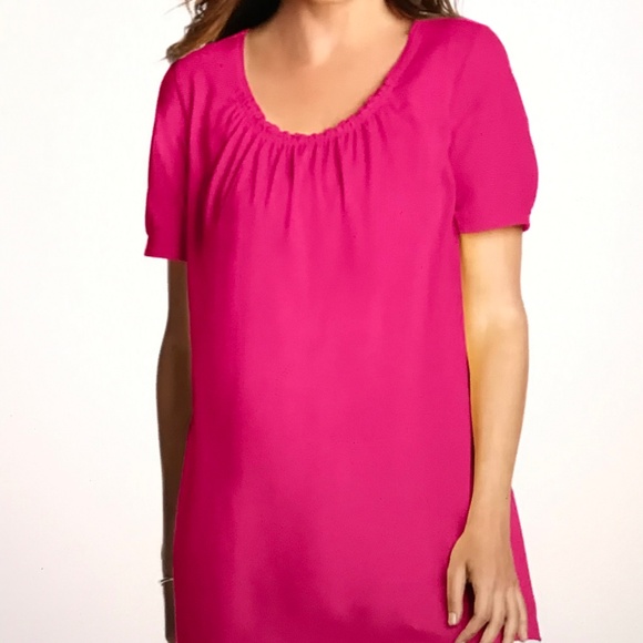 WOMAN WITHIN 100% Cotton Short Sleeve Tunic Pink New Women’s Plus Size 2X - Picture 1 of 8